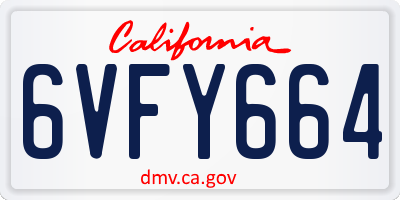 CA license plate 6VFY664