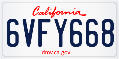 CA license plate 6VFY668