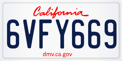 CA license plate 6VFY669