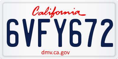 CA license plate 6VFY672