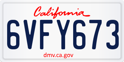 CA license plate 6VFY673