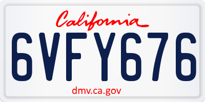 CA license plate 6VFY676
