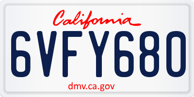 CA license plate 6VFY680