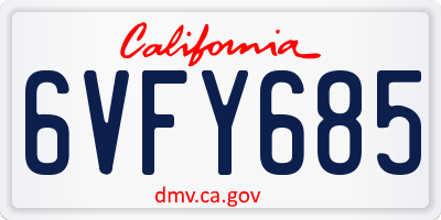 CA license plate 6VFY685