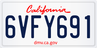 CA license plate 6VFY691