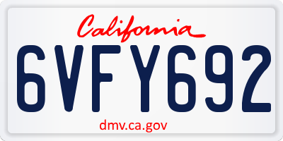 CA license plate 6VFY692