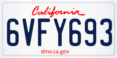 CA license plate 6VFY693