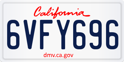 CA license plate 6VFY696