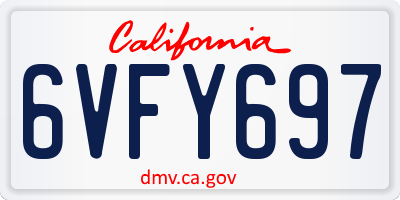 CA license plate 6VFY697