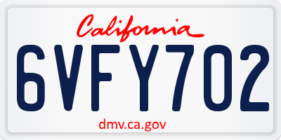 CA license plate 6VFY702