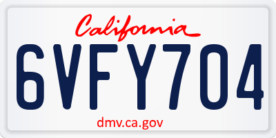 CA license plate 6VFY704