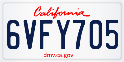 CA license plate 6VFY705