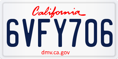 CA license plate 6VFY706