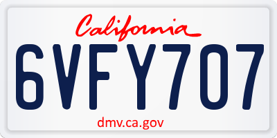 CA license plate 6VFY707