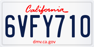 CA license plate 6VFY710