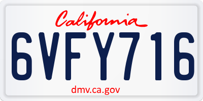 CA license plate 6VFY716