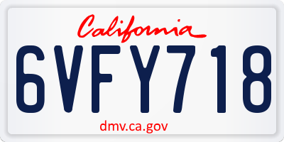 CA license plate 6VFY718