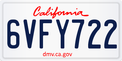 CA license plate 6VFY722