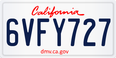 CA license plate 6VFY727