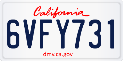 CA license plate 6VFY731