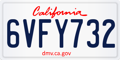 CA license plate 6VFY732