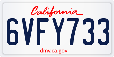 CA license plate 6VFY733