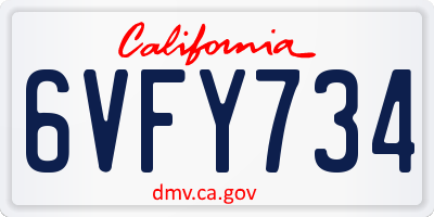 CA license plate 6VFY734