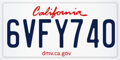 CA license plate 6VFY740