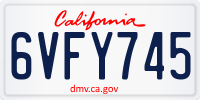 CA license plate 6VFY745