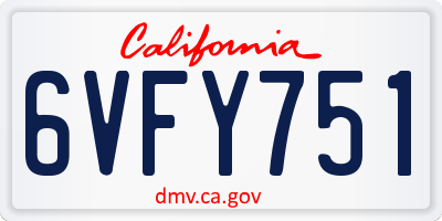 CA license plate 6VFY751