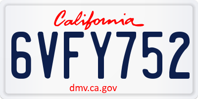 CA license plate 6VFY752