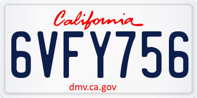CA license plate 6VFY756