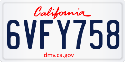 CA license plate 6VFY758