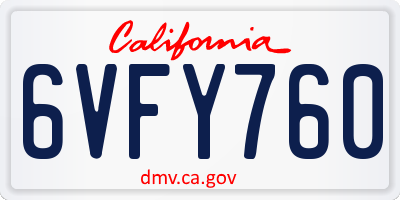 CA license plate 6VFY760