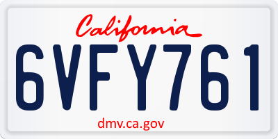 CA license plate 6VFY761
