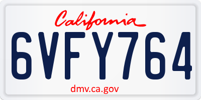 CA license plate 6VFY764