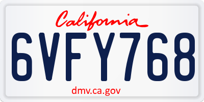 CA license plate 6VFY768