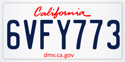 CA license plate 6VFY773