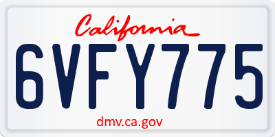 CA license plate 6VFY775