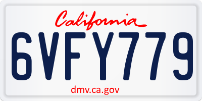 CA license plate 6VFY779