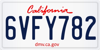 CA license plate 6VFY782