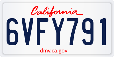 CA license plate 6VFY791