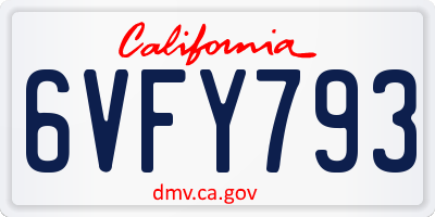 CA license plate 6VFY793