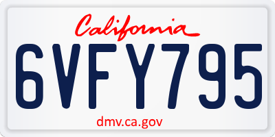 CA license plate 6VFY795