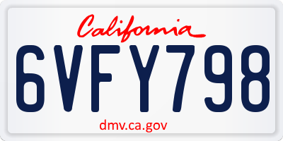 CA license plate 6VFY798
