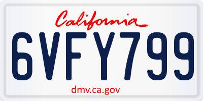 CA license plate 6VFY799