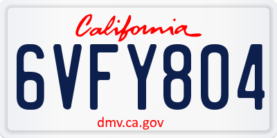 CA license plate 6VFY804