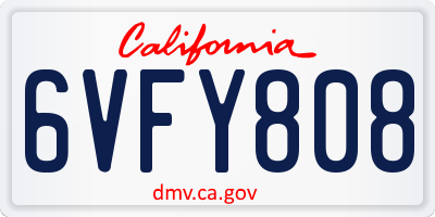 CA license plate 6VFY808