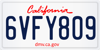 CA license plate 6VFY809