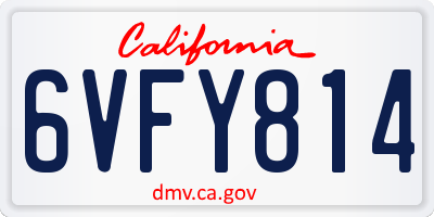 CA license plate 6VFY814